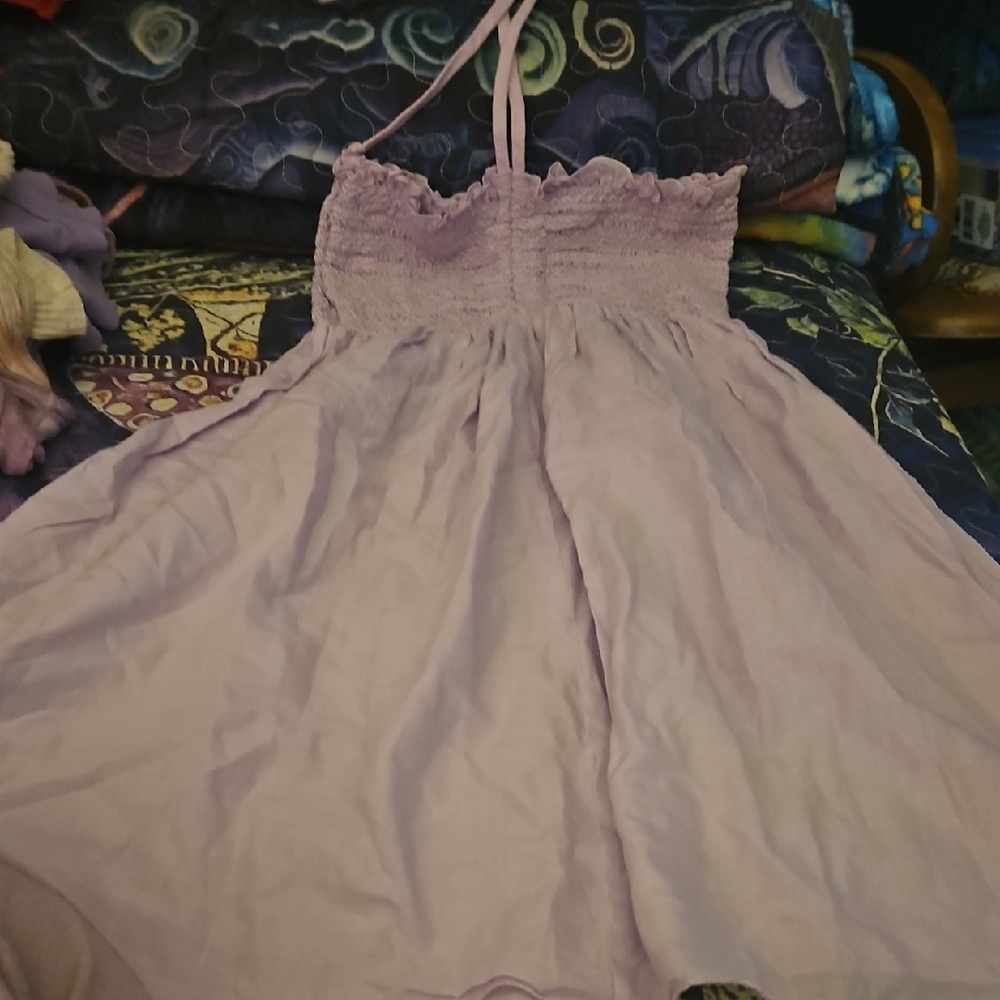 Hard Tail Lilac Smocked Halter Tank Top